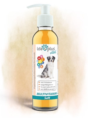 Multivitaminsaft für Hunde Eine 200 Milliliter Pumpflasche vom Multivitaminsaft für Hunde