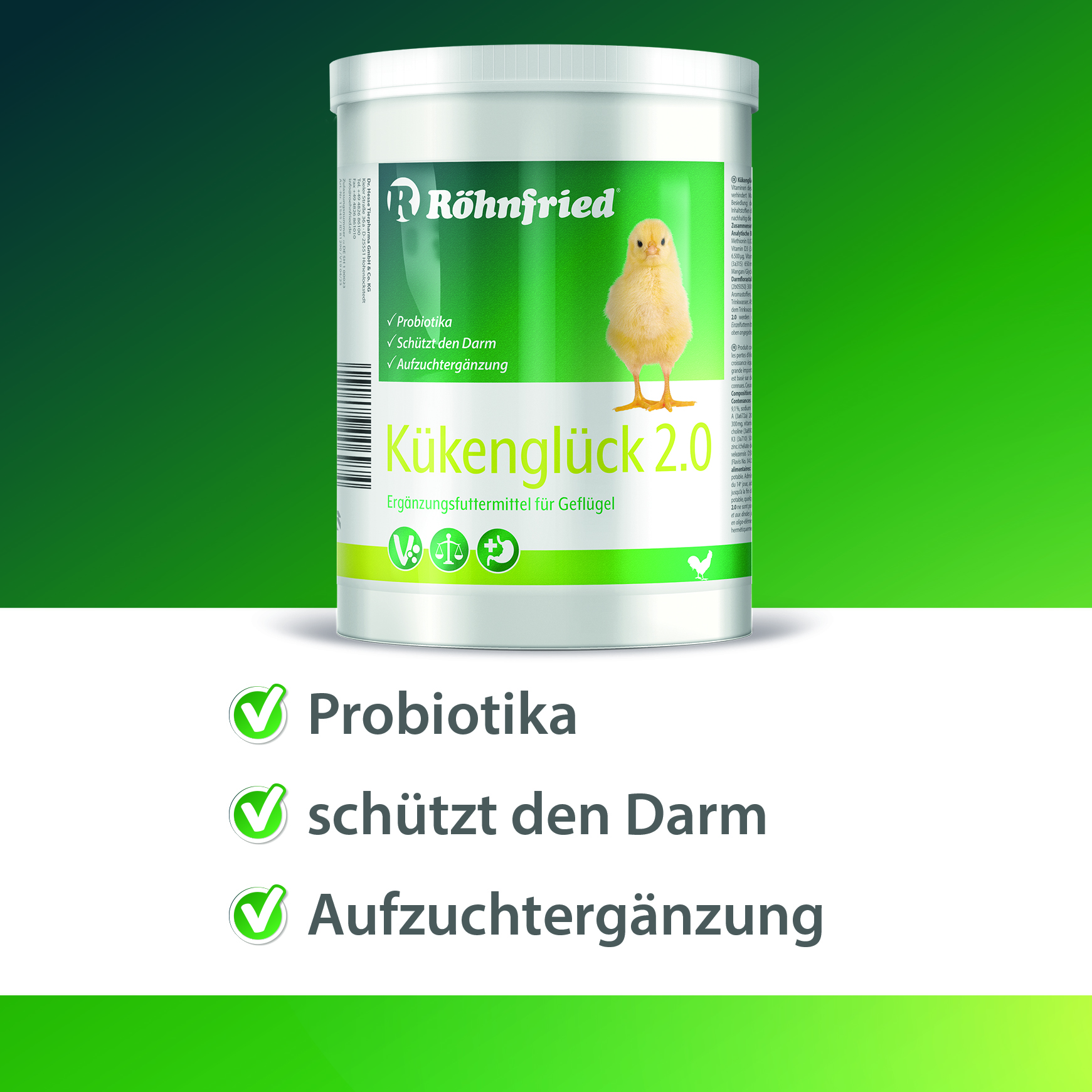Kükenglück - 550 g - Aufzuchtpräparat - Kükenfutter mit Vitaminen - für Hühner, Enten, Gänse, Geflügel