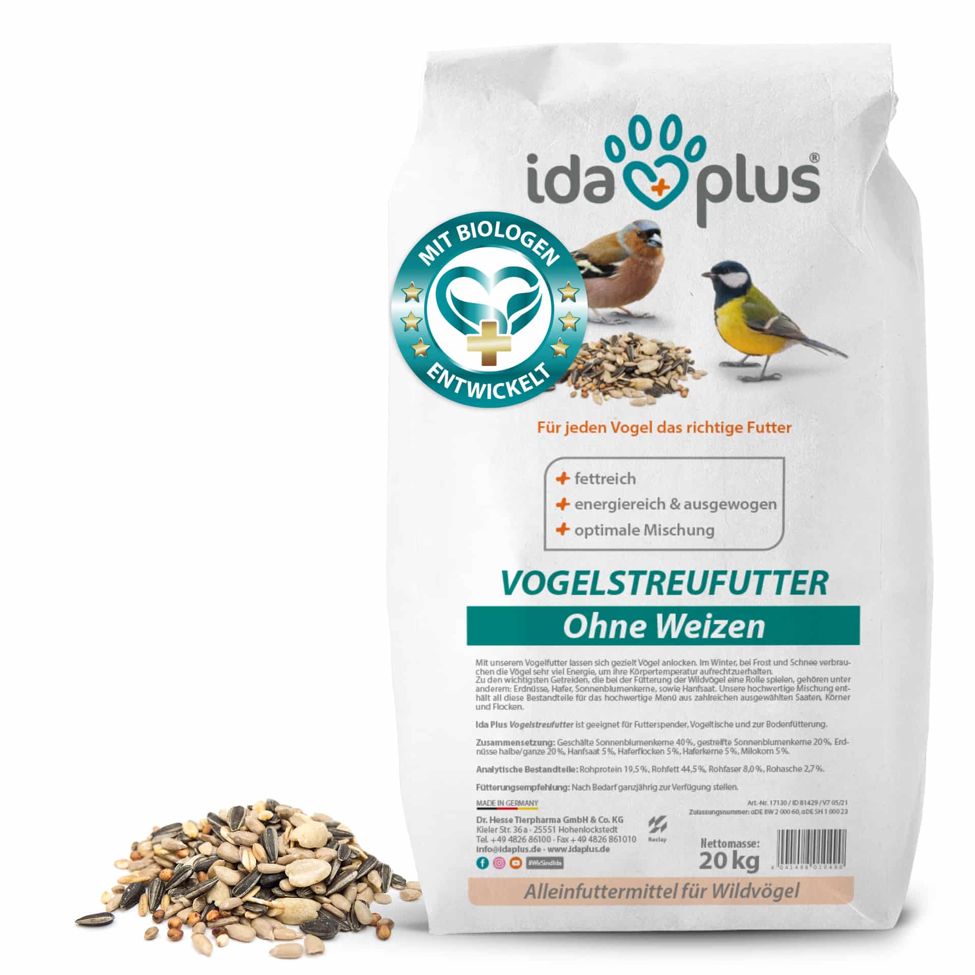 Vogelstreufutter ohne Weizen für Wildvögel - Ganzjahres Vogelfutter - 20 Kg Vogelstreufutter ohne Weizen für Wildvögel - Ganzjahres Vogelfutter - 20 Kg