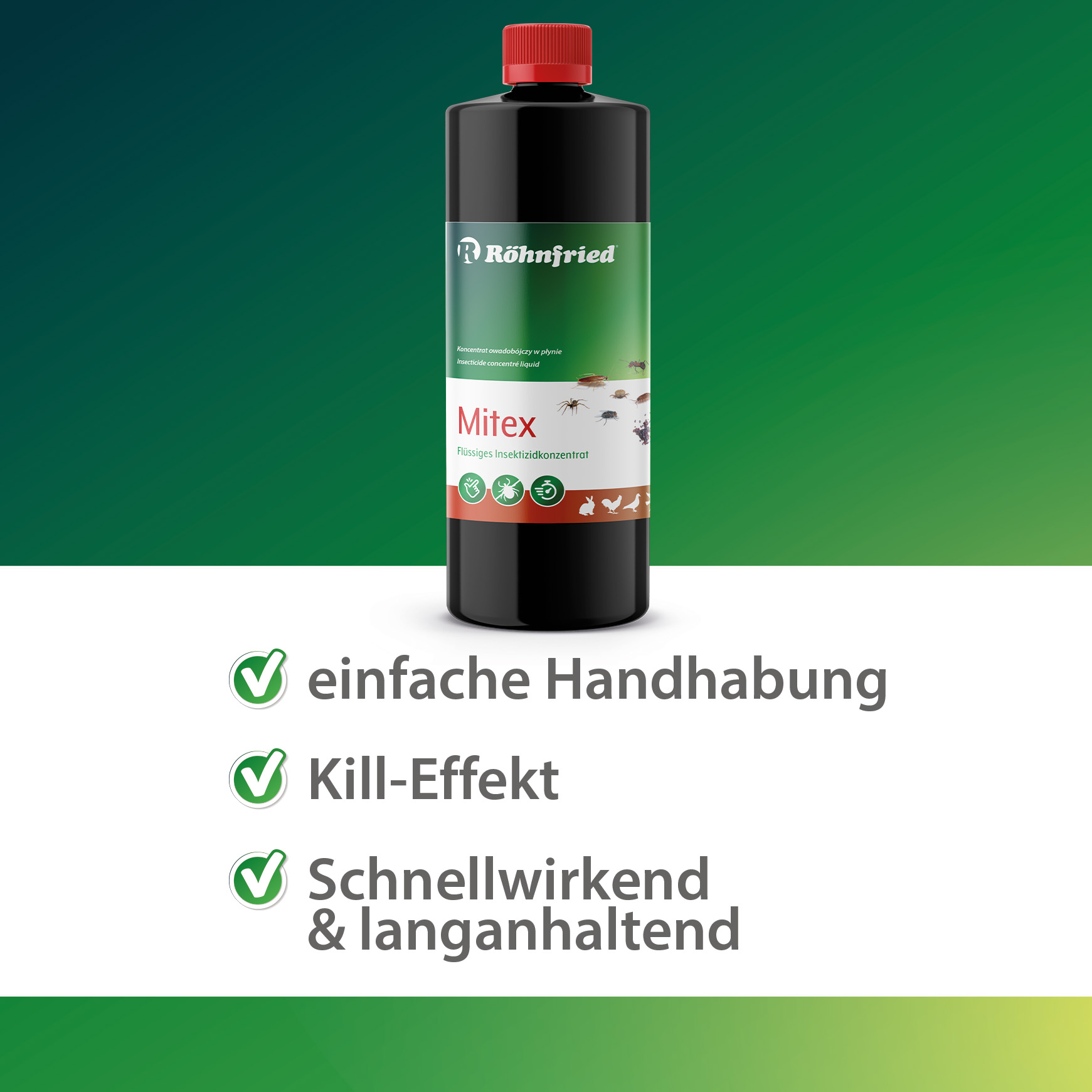 Mitex - 1000 ml - Insektenschutz mit Langzeitwirkung - gegen rote Vogelmilbe, Milben, Ameisen, Flöhe