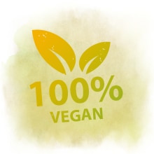 100% Vegan Ein Symbol mit der Aufschrift '100% Vegan'