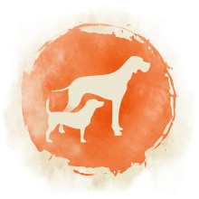 Großer und kleiner Hund Ein Symbol mit der Abbildung eines großen und eines kleinen Hundes.