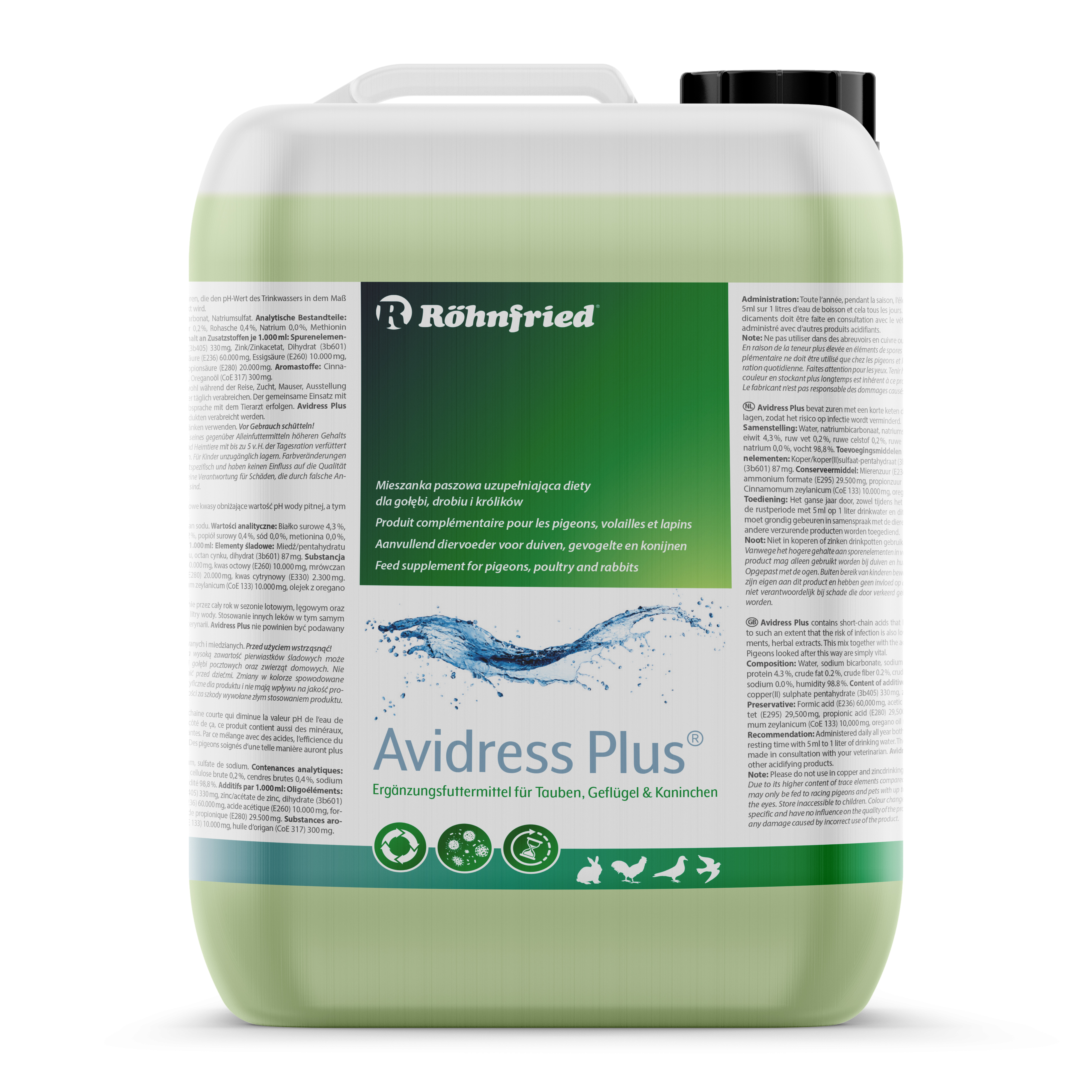 Avidress Plus - 5000 ml - Senkt das Infektionsrisiko im Trinkwasser für Tauben & Kaninchen