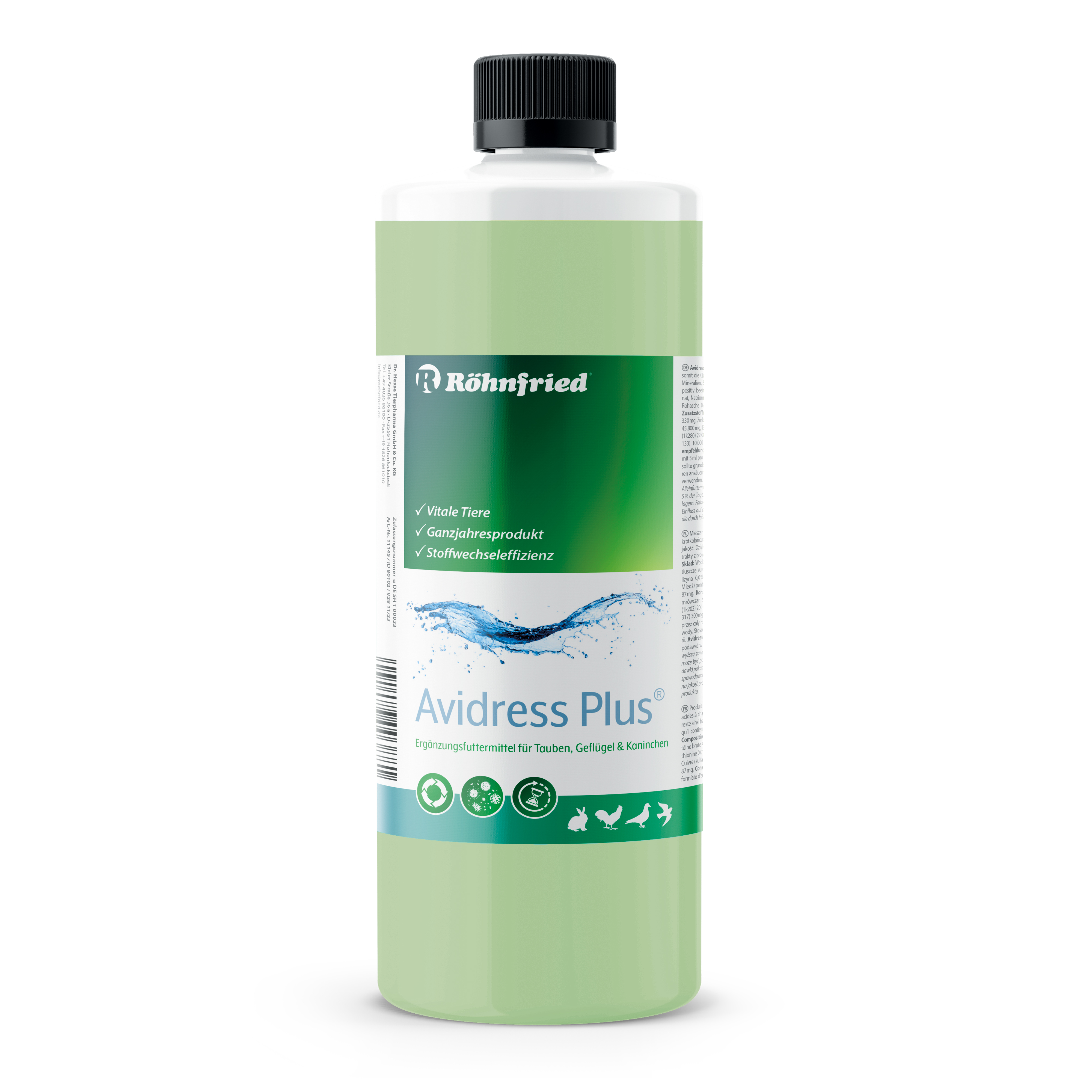Avidress Plus - 1000 ml - Senkt das Infektionsrisiko im Trinkwasser für Tauben & Kaninchen