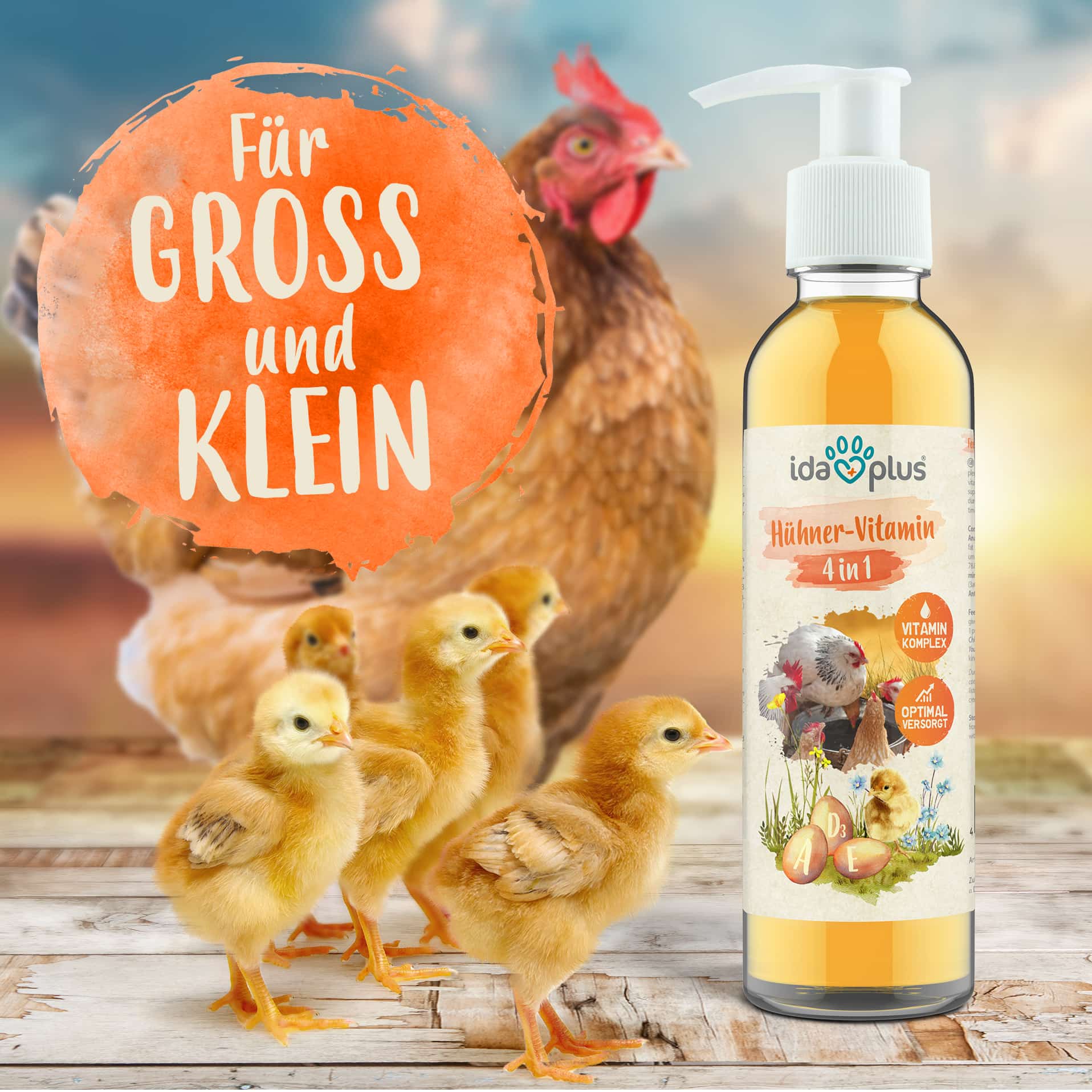 Hühner-Vitamin 4in1 – Vitaminkonzentrat mit Vitamin ADEC für starke Abwehrkräfte - 200 ml Hühner-Vitamin 4in1 – Vitaminkonzentrat mit Vitamin ADEC für starke Abwehrkräfte - 200 ml