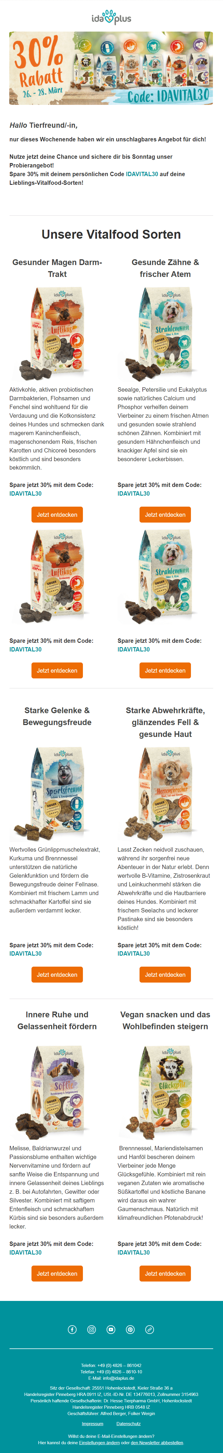 30% Rabatt auf unser Vitalfood.