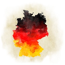 Deutschland Form von Deutschland in Schwarz, Rot und Gold.