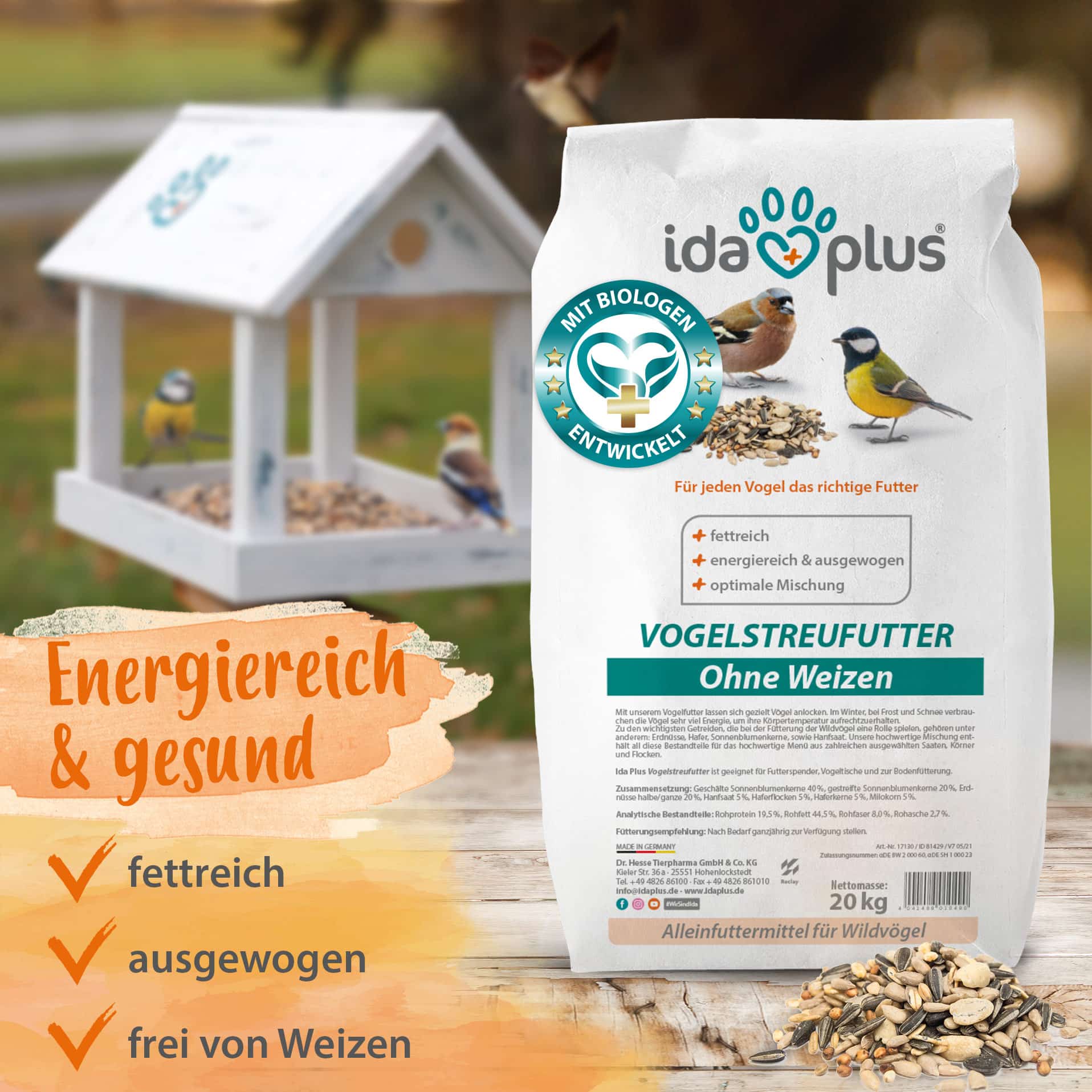 Vogelstreufutter ohne Weizen für Wildvögel - Ganzjahres Vogelfutter - 20 Kg Vogelstreufutter ohne Weizen für Wildvögel - Ganzjahres Vogelfutter - 20 Kg